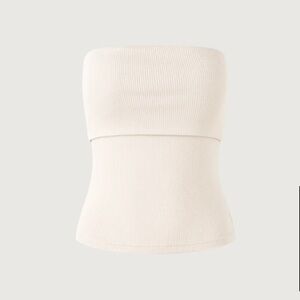 OGL Cream Strapless Ribbed Tube Top